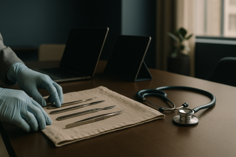 Medical tourism facilitators at a modern workspace coordinating patient care and travel logistics.