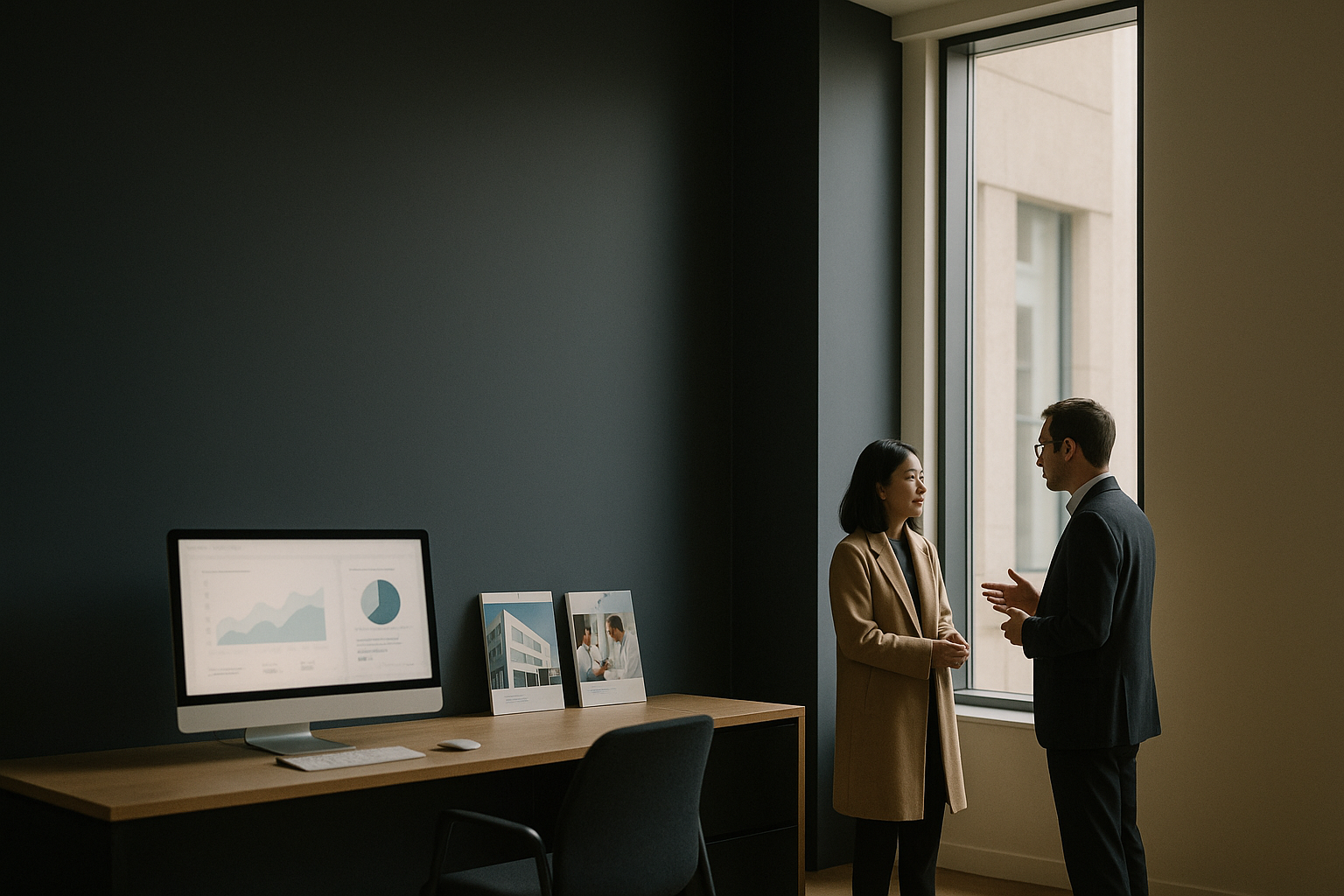 Medical website SEO strategies displayed in a modern executive workspace.