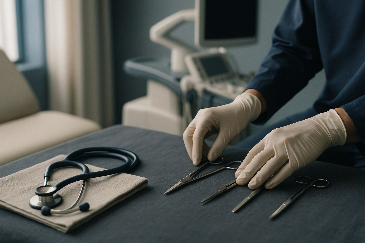 Consultation in a NYC clinic about nose plastic surgery options with advanced medical equipment.