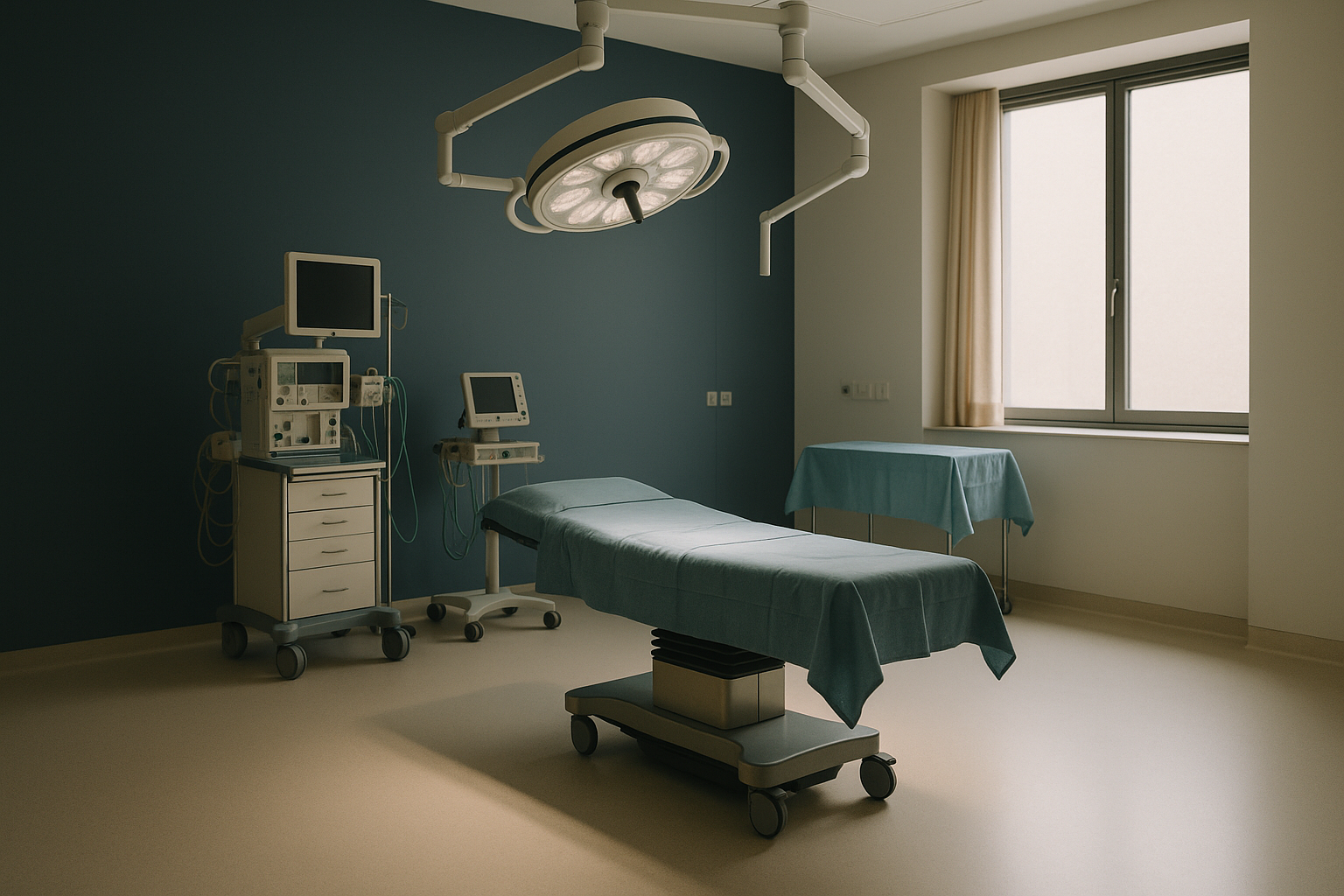 Operating theatre prepared for gastric bypass surgery with medical staff and equipment.