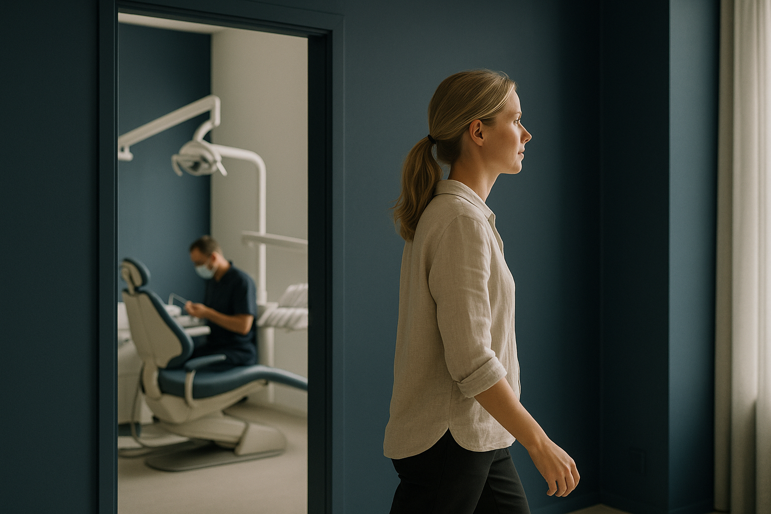 A dentist preparing dental veneers in a modern clinic, illustrating prices for dental veneers.