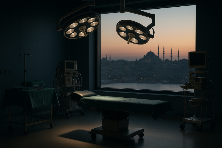 Rhinoplasty Istanbul price discussion in a modern operating theatre.