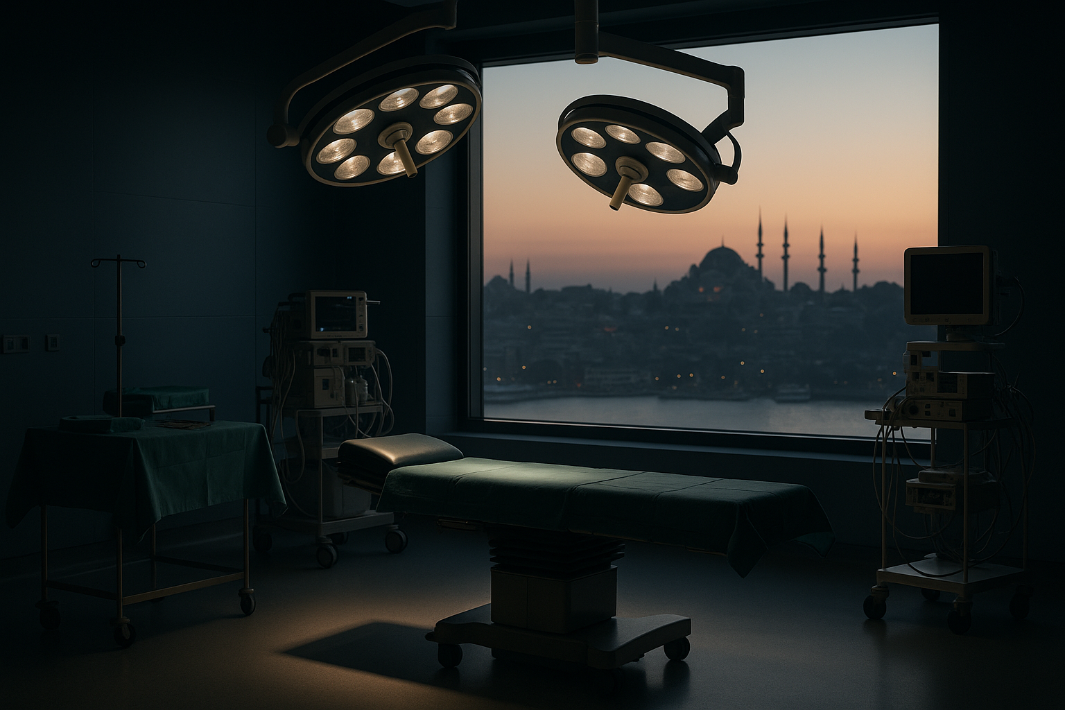 Rhinoplasty Istanbul price discussion in a modern operating theatre.