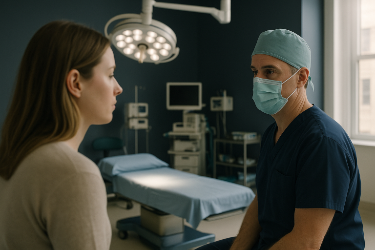Operating theatre in NYC prepared for rhinoplasty, highlighting advanced surgical equipment and professional setup.