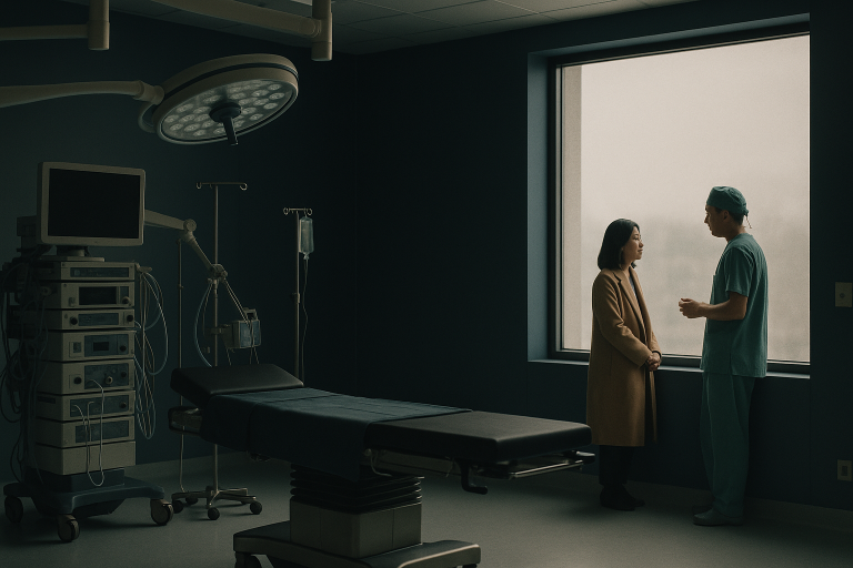 Operating theatre for Roux-en-Y Gastric Bypass showing advanced surgical equipment.