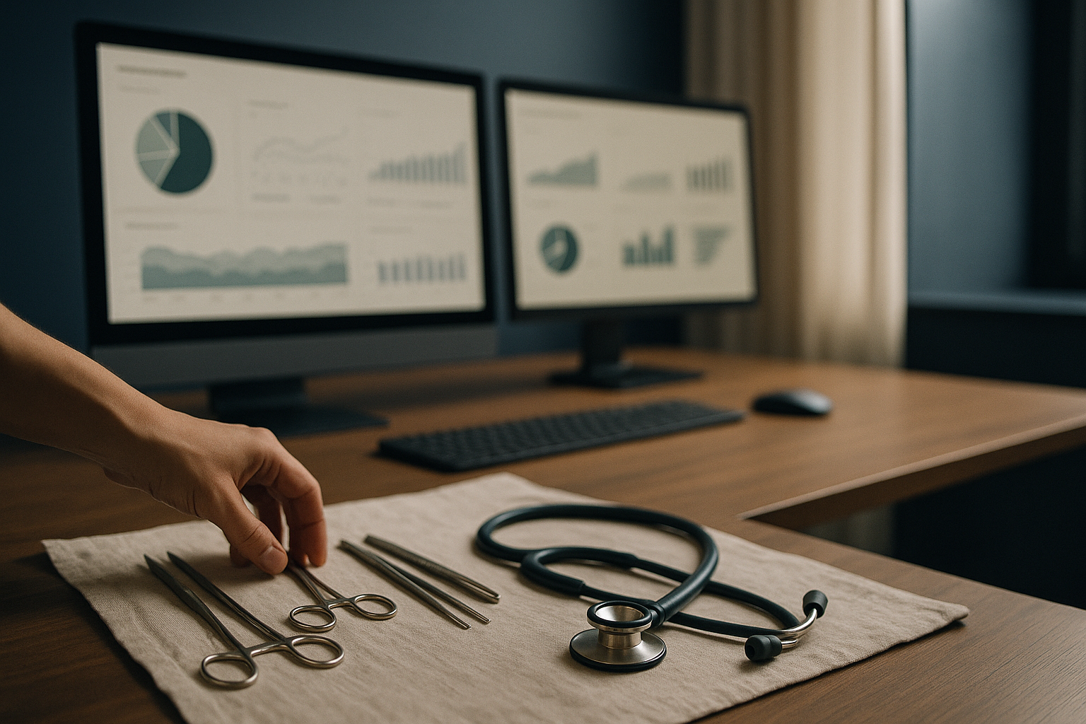 SEO for medical practices displayed on a modern executive workspace screen.