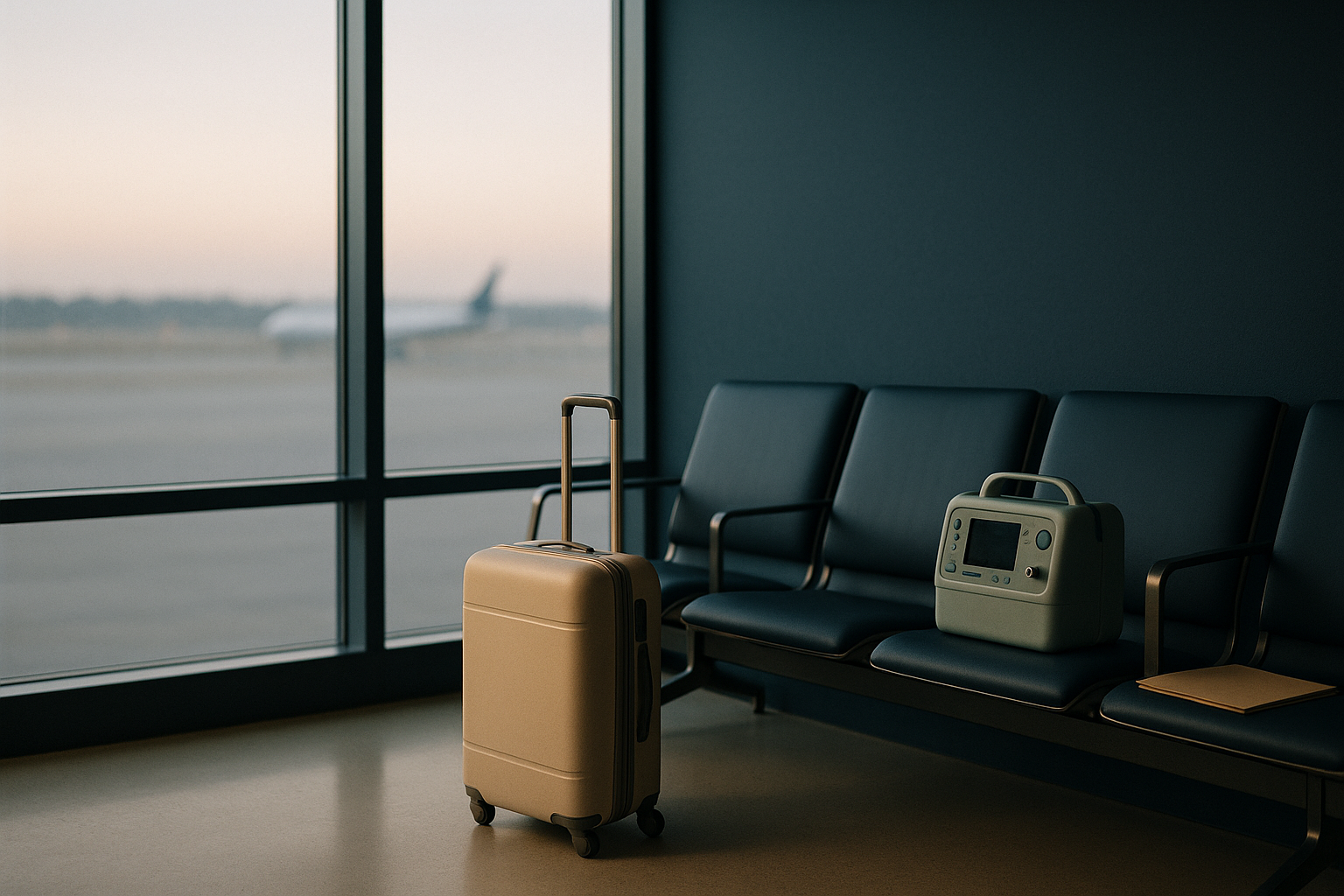 Travel insurance comparison for international medical travel at an airport.