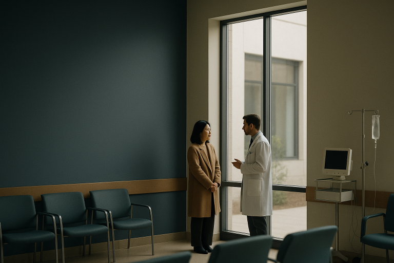 Travel medical care in a modern international hospital setting.