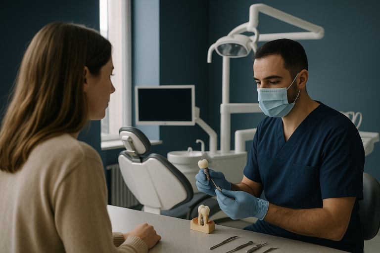 Modern dental clinic in Turkey with dentist preparing for dental implants