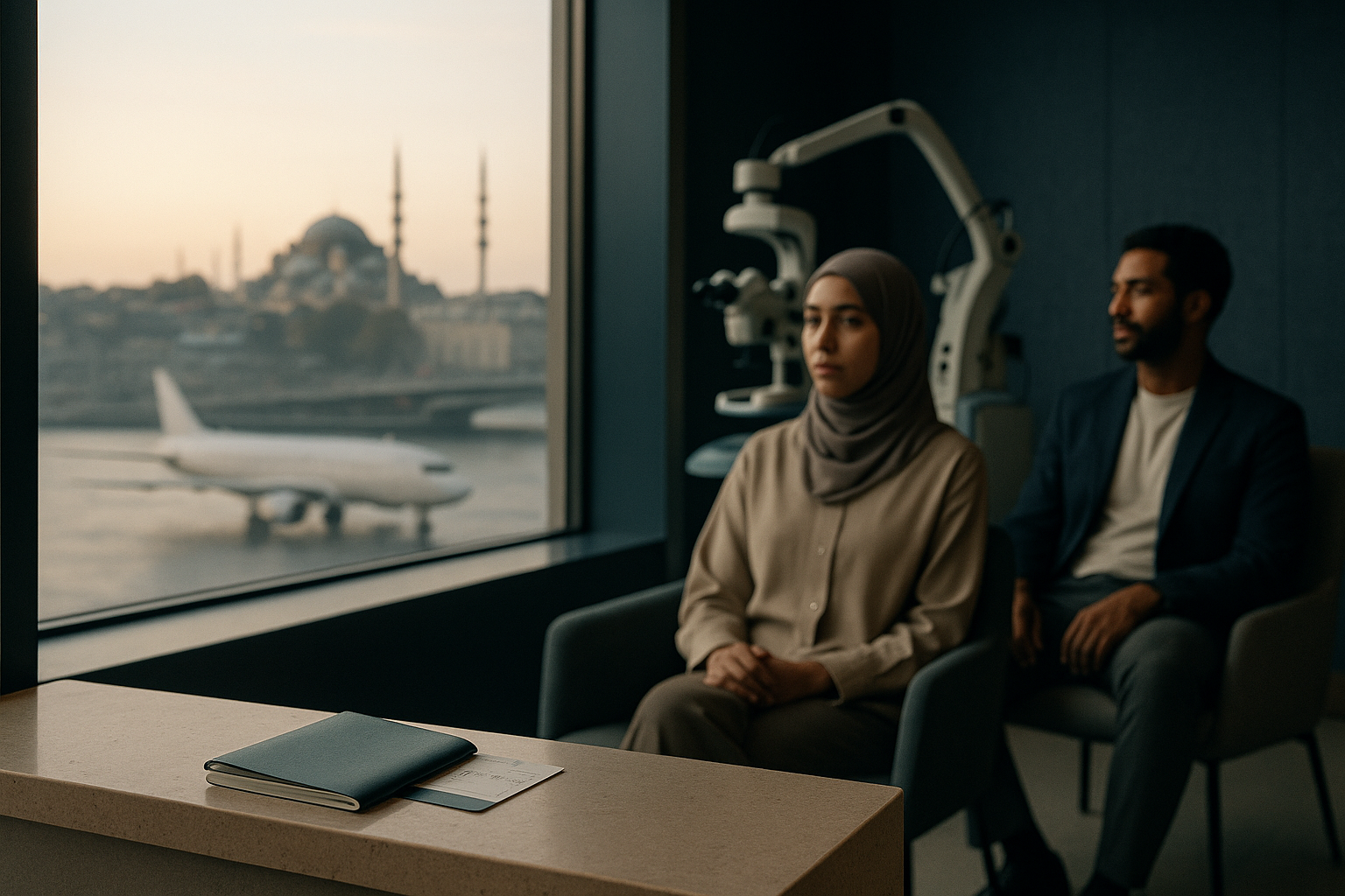 A modern clinic in Turkey offering hair implants with advanced surgical equipment.