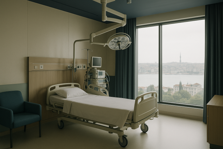 Turkey hospital room with advanced equipment and Istanbul view