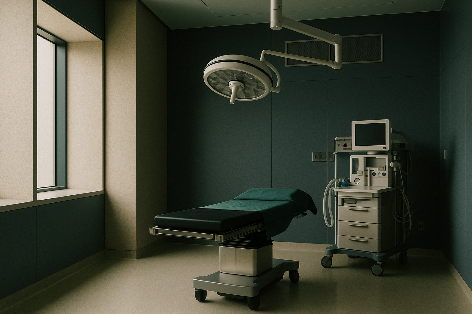 Operating theatre in Turkey prepared for turkey neck surgery, showcasing advanced equipment and sterile environment.