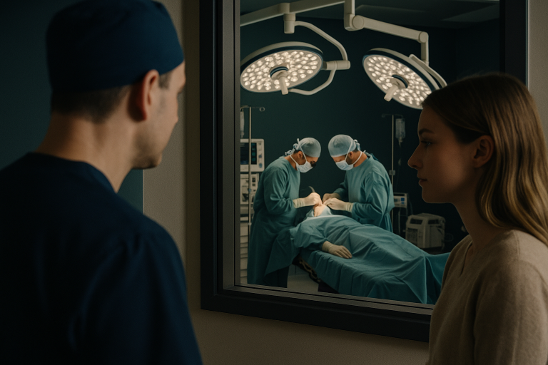 Turkey rhinoplasty package in a modern operating theatre with surgeons.