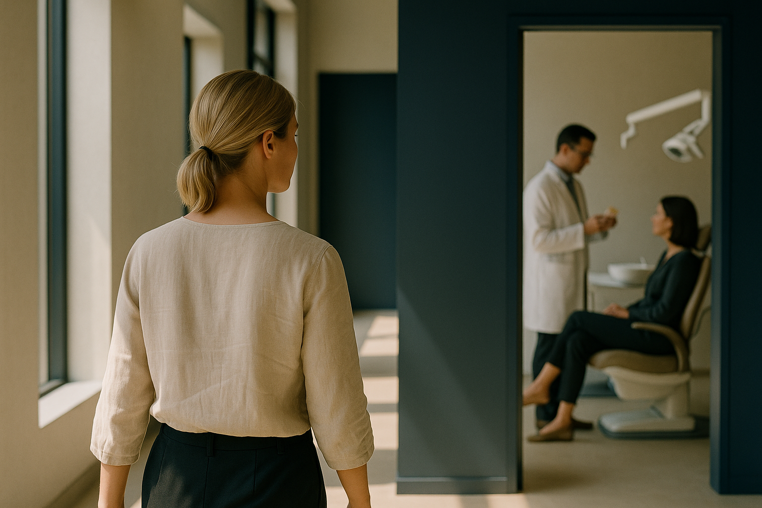 Modern dental clinic in Turkey with a dentist discussing turkey teeth implants with a patient.