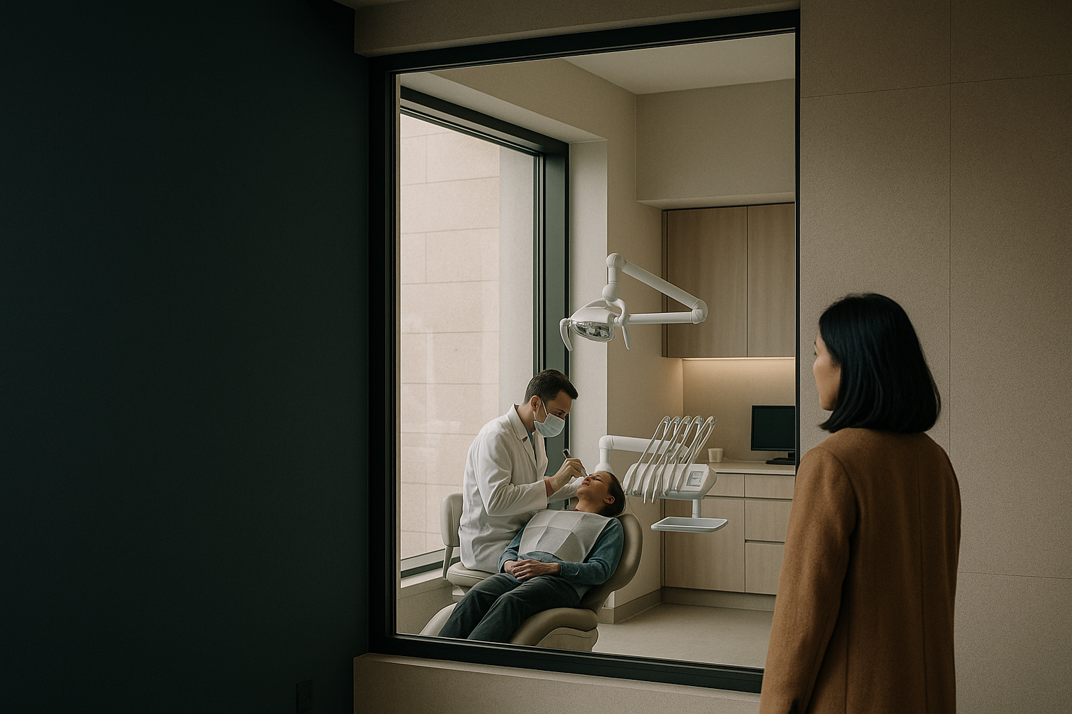 A dentist examining a patient's teeth in a Turkish dental clinic, illustrating turkey veneer cost context.
