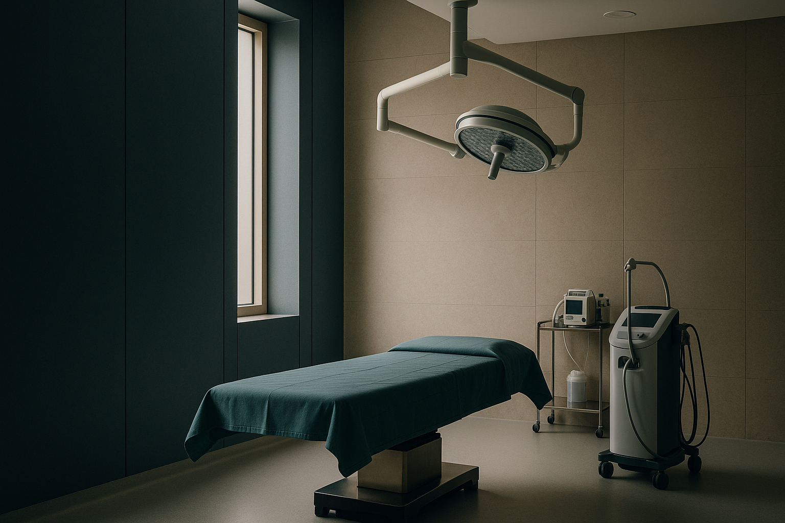 Operating theatre for Vaser liposuction in Turkey with medical staff and equipment.