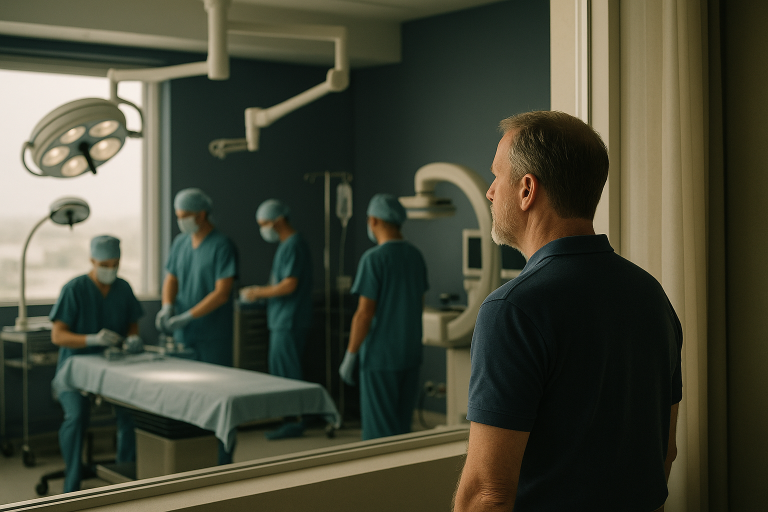 A team of surgeons preparing for plastic surgery in a modern operating theatre in Cancun, Mexico.