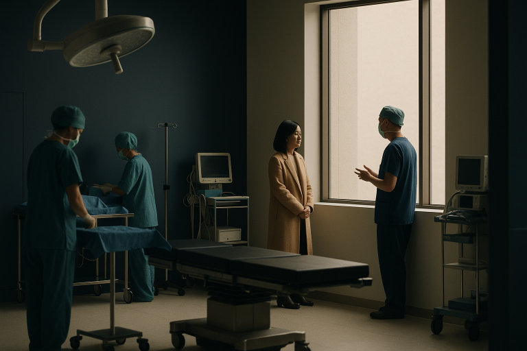 Operating theatre prepared for bariatric surgery, focusing on equipment and sterile environment.