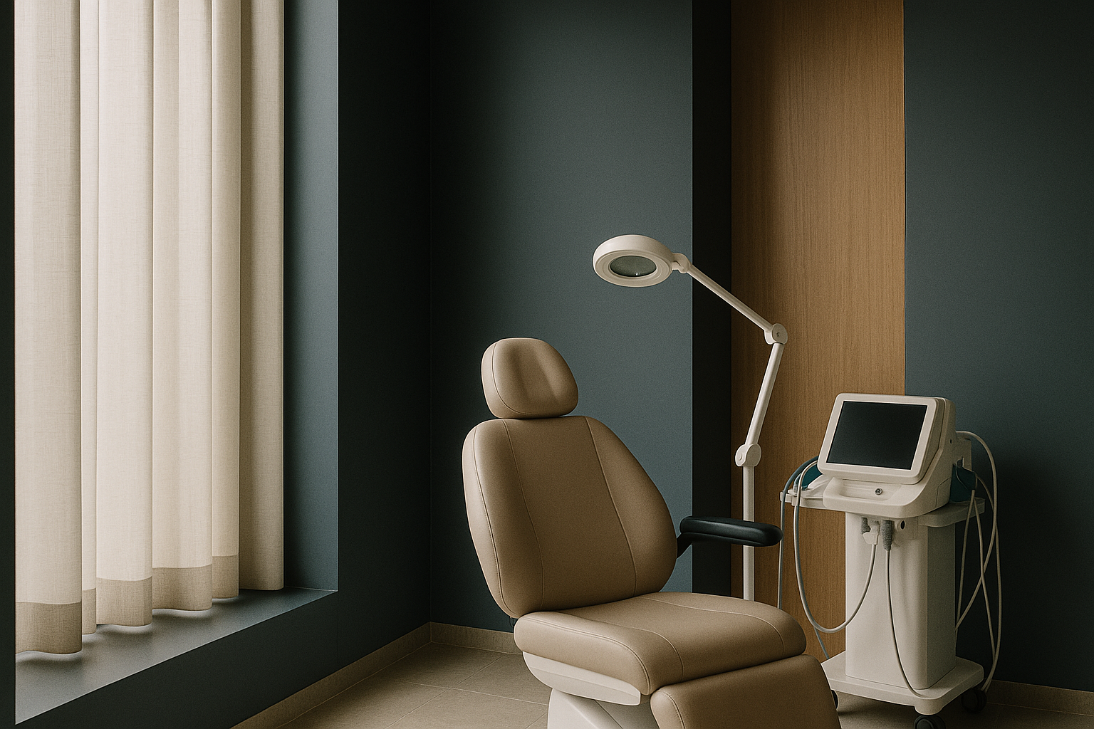 A modern Turkish clinic performing beard implants with advanced equipment.