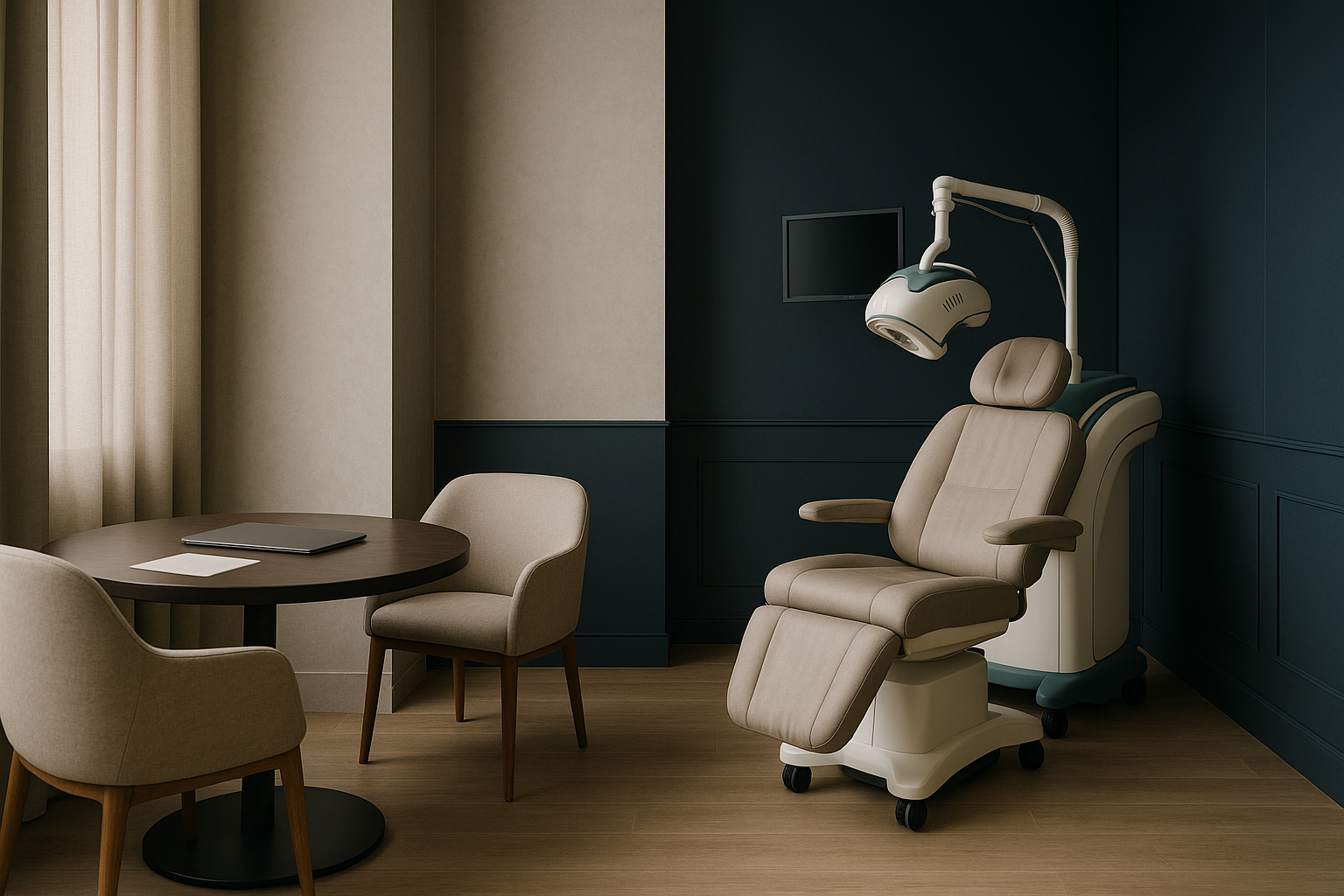 Modern hair restoration clinic with consultation area, illustrating beard transplant price discussion.