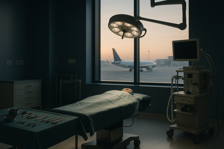 Beauty surgery in an operating theatre, highlighting the importance of avoiding surgery gone wrong.