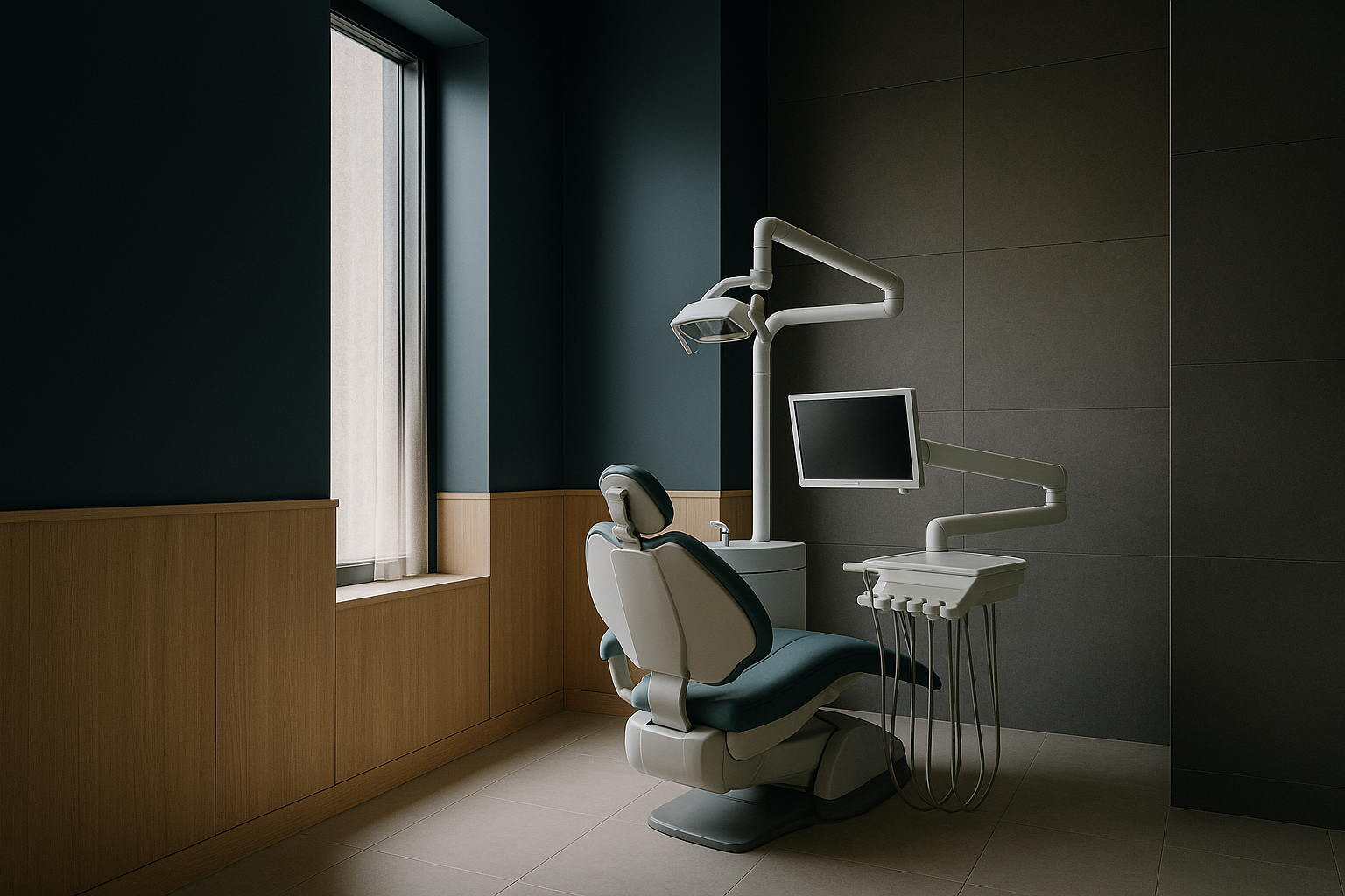Dental clinic in Tijuana, Mexico with dentist and patient discussing dental work.