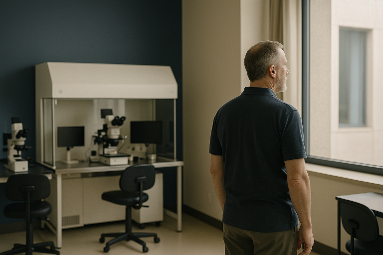 An embryology lab at one of the best fertility centers in the world, showcasing IVF equipment and skilled embryologists.