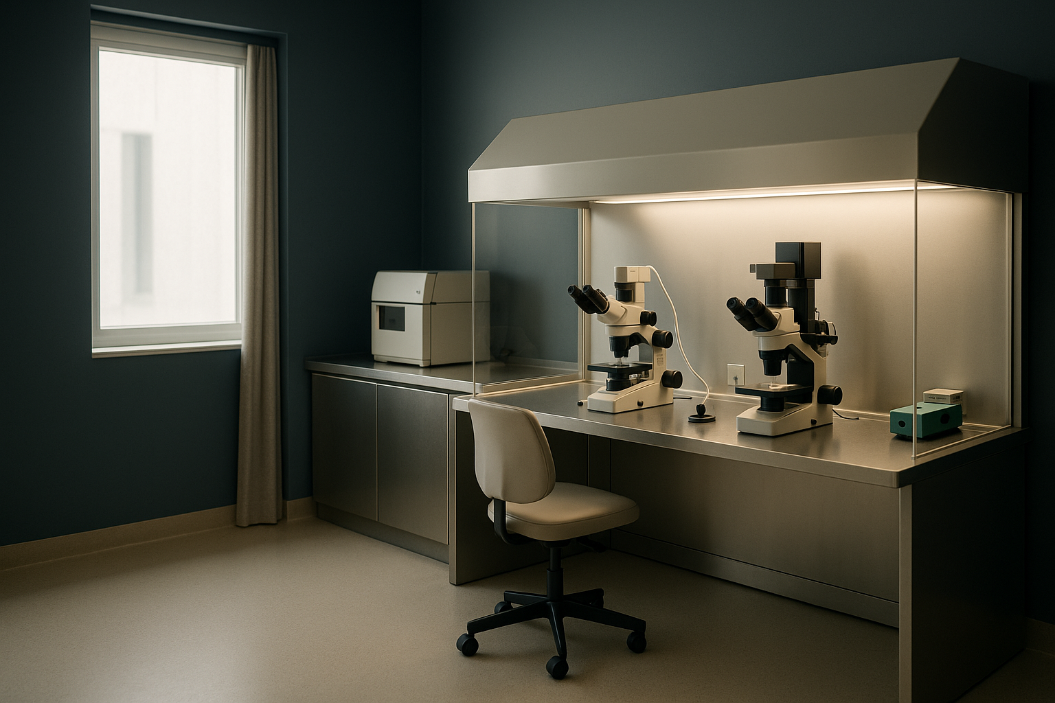 Embryology lab in a US IVF clinic with advanced equipment and sterile environment.