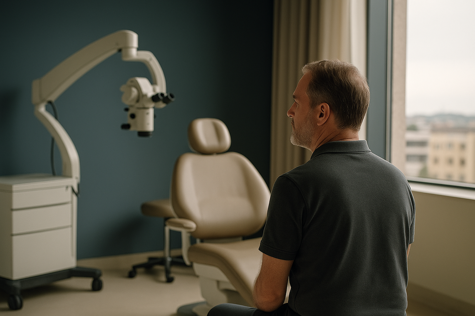 Blepharoplasty Turkey Afro hair transplant consultation scene in a Turkish clinic.
