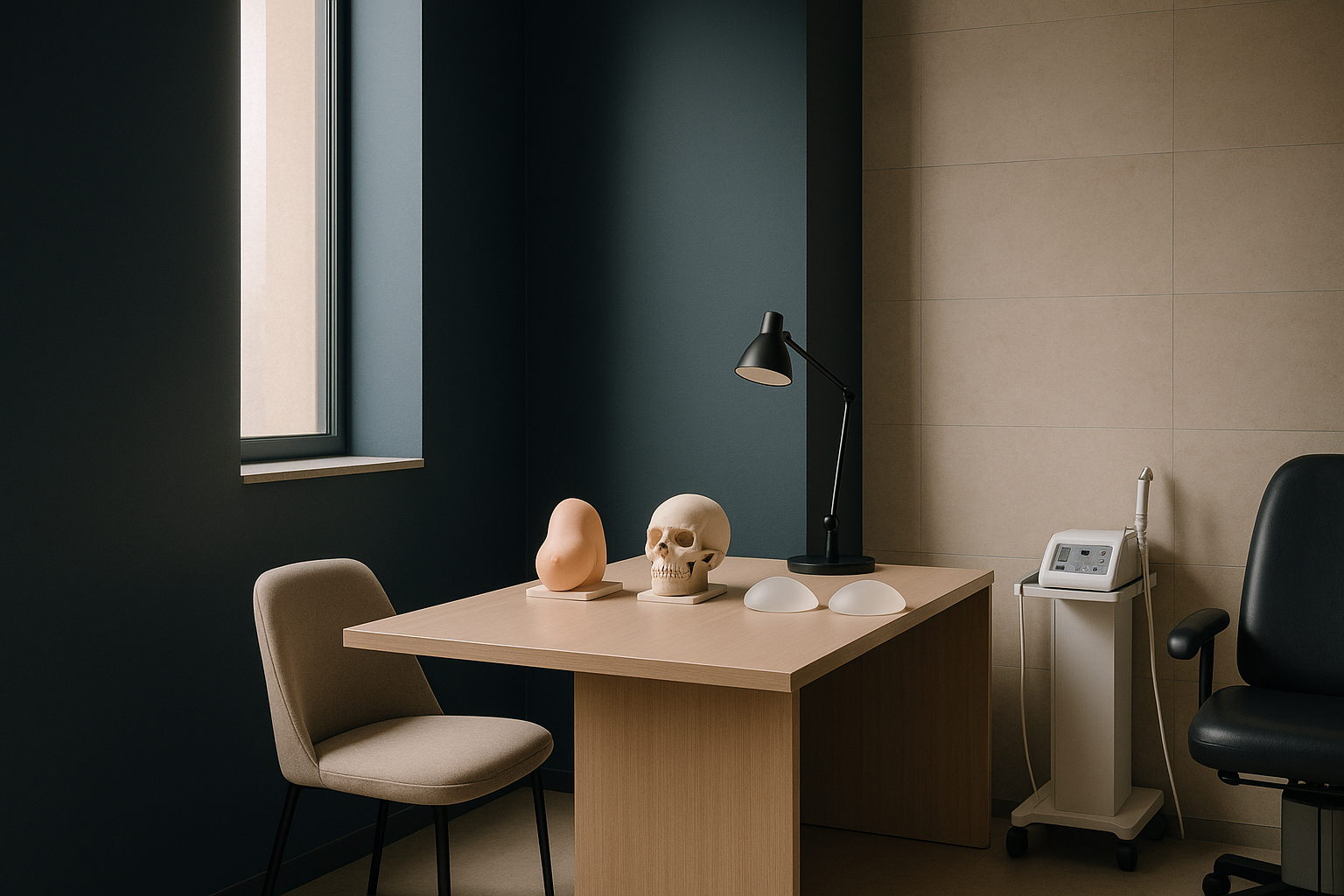 Consultation room in a Turkish clinic discussing chin implant cost in Turkey.