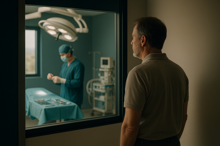 Closed rhinoplasty Turkey: Surgeon in a modern Turkish operating theatre preparing for a nose surgery.