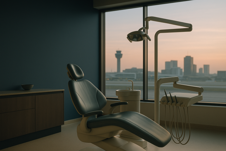A modern dental clinic setup for cosmetic dental treatment.
