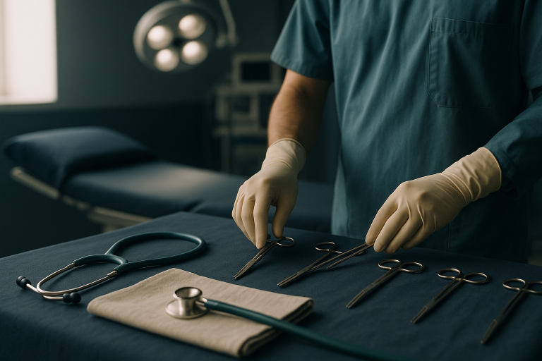 Operating theatre showcasing cosmetic surgery news today with advanced equipment and surgeons preparing.