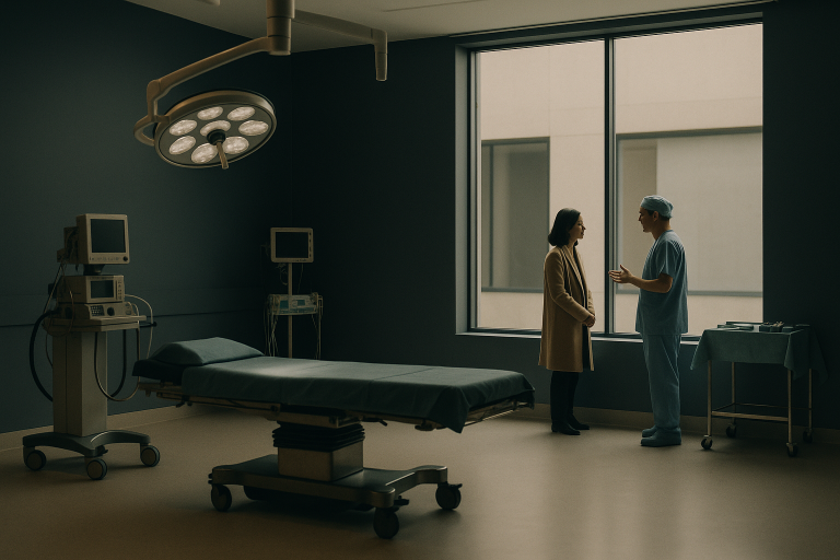 Operating theatre prepared for obesity surgery, highlighting the cost of obesity surgery and the advanced medical equipment involved.