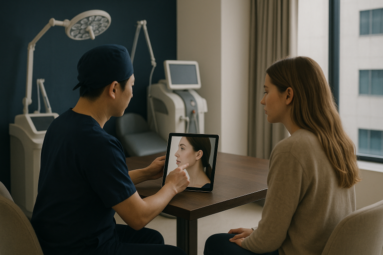 Modern cosmetic surgery clinic in South Korea with advanced equipment and medical team.
