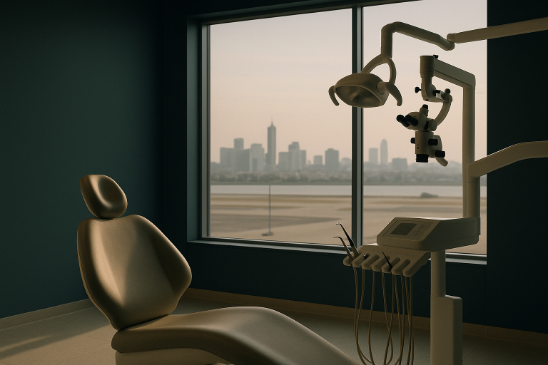 Dental implants and dentures procedure in a modern Turkish dental clinic.