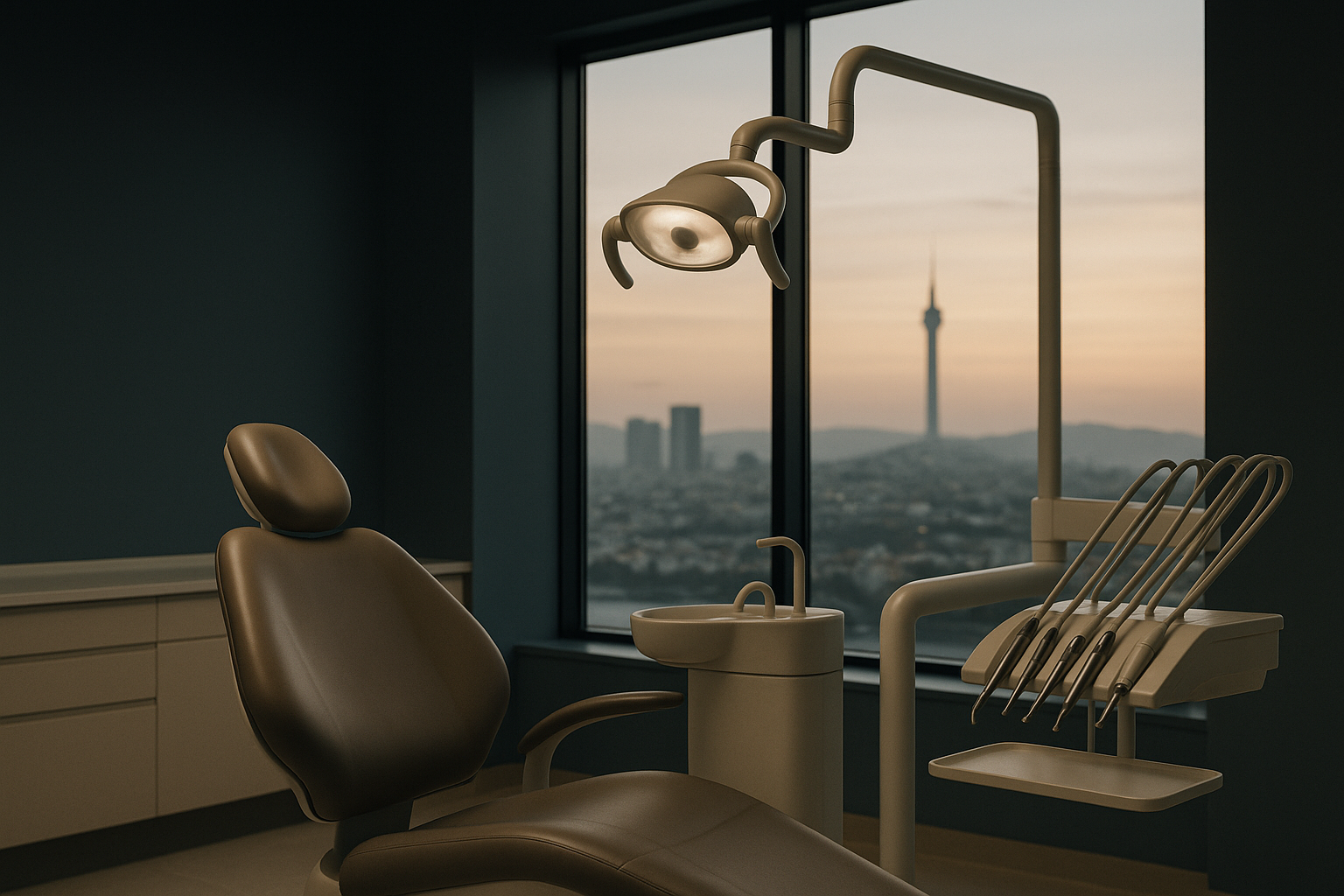 Dental implants Istanbul: modern dental clinic setup with equipment in Turkey.