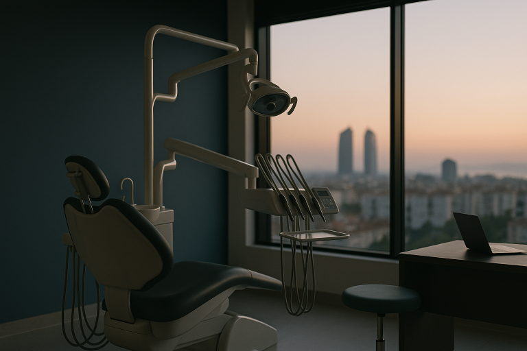 Modern dental clinic in Turkey showcasing dental implants procedure.