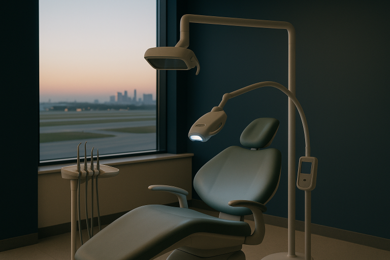 Dentist whitening before after procedure in a modern dental clinic.