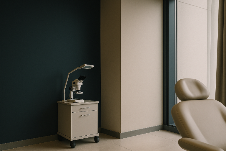 DHI hair transplant cost discussed in an Istanbul clinic setting with modern equipment.