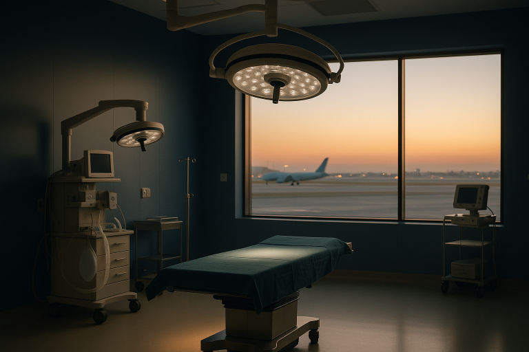 Operating theatre in Turkey prepared for ethnic rhinoplasty surgery.