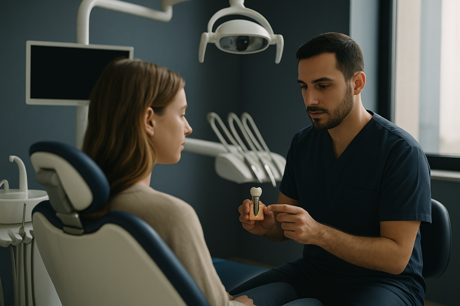 Full mouth dental implants cost Turkey explained in a modern dental clinic setting.