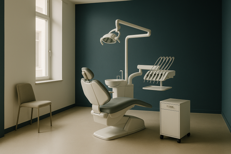 Modern dental clinic in Turkey with a dentist and patient discussing treatment options.