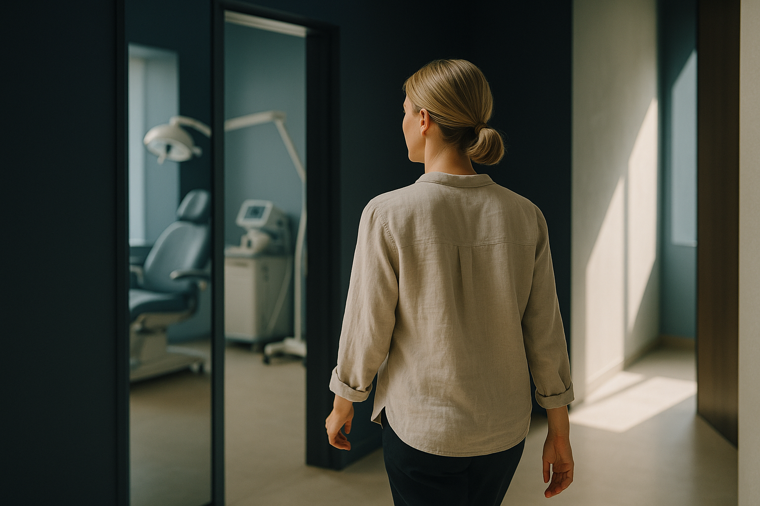 A modern hair transplant clinic consultation focusing on hair implant cost discussions.