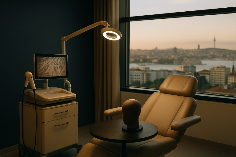 Hair restoration consultation in a modern Istanbul clinic.