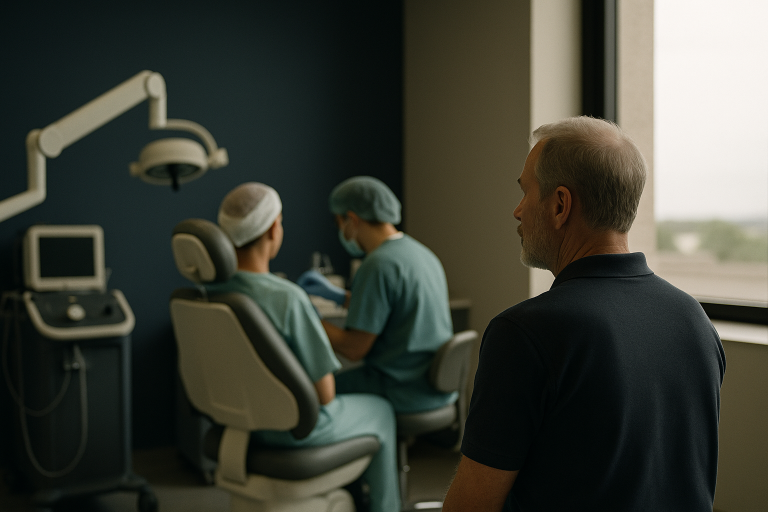 Hair transplant for women procedure in a modern clinic setting.