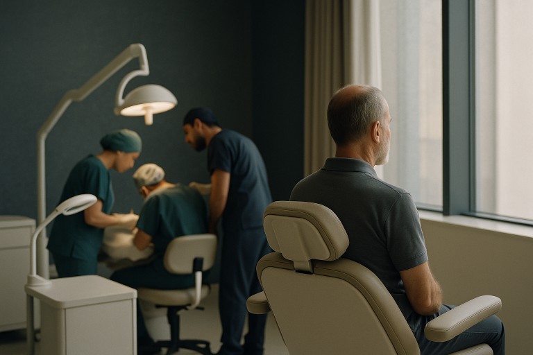 Hair treatment in Turkey at a modern clinic with advanced equipment and medical professionals.