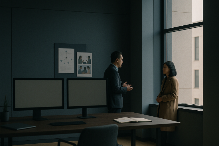 Healthcare leads generation strategies being discussed in a modern executive workspace.