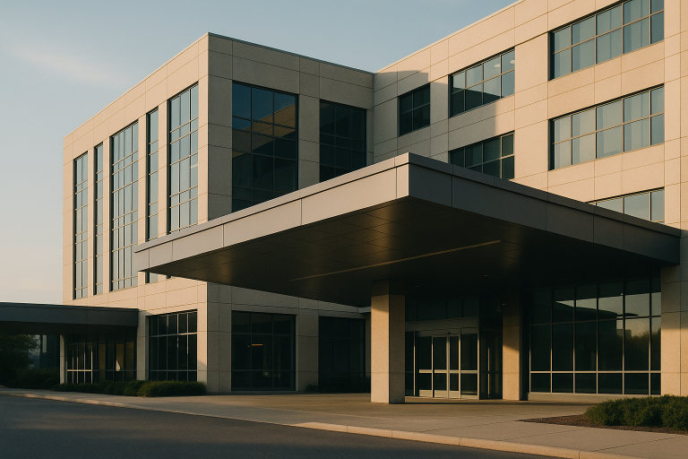 Healthcare marketing strategy planning in a modern executive workspace.