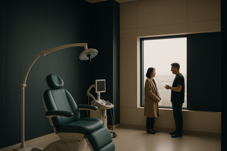 Hair plantation procedure in a modern clinic, focusing on cost factors.